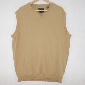 BOLLE GOLF Vest 100% Fine Pima Cotton V-Neck Brown Tan Men's Medium